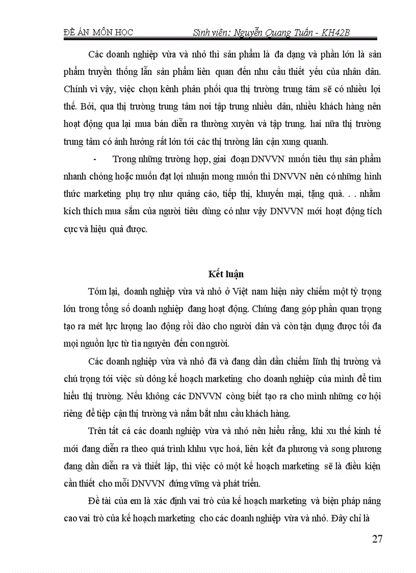 image for page Kế hoạch Marketing và vai trò của kế hoach Marketing trong DNVVN