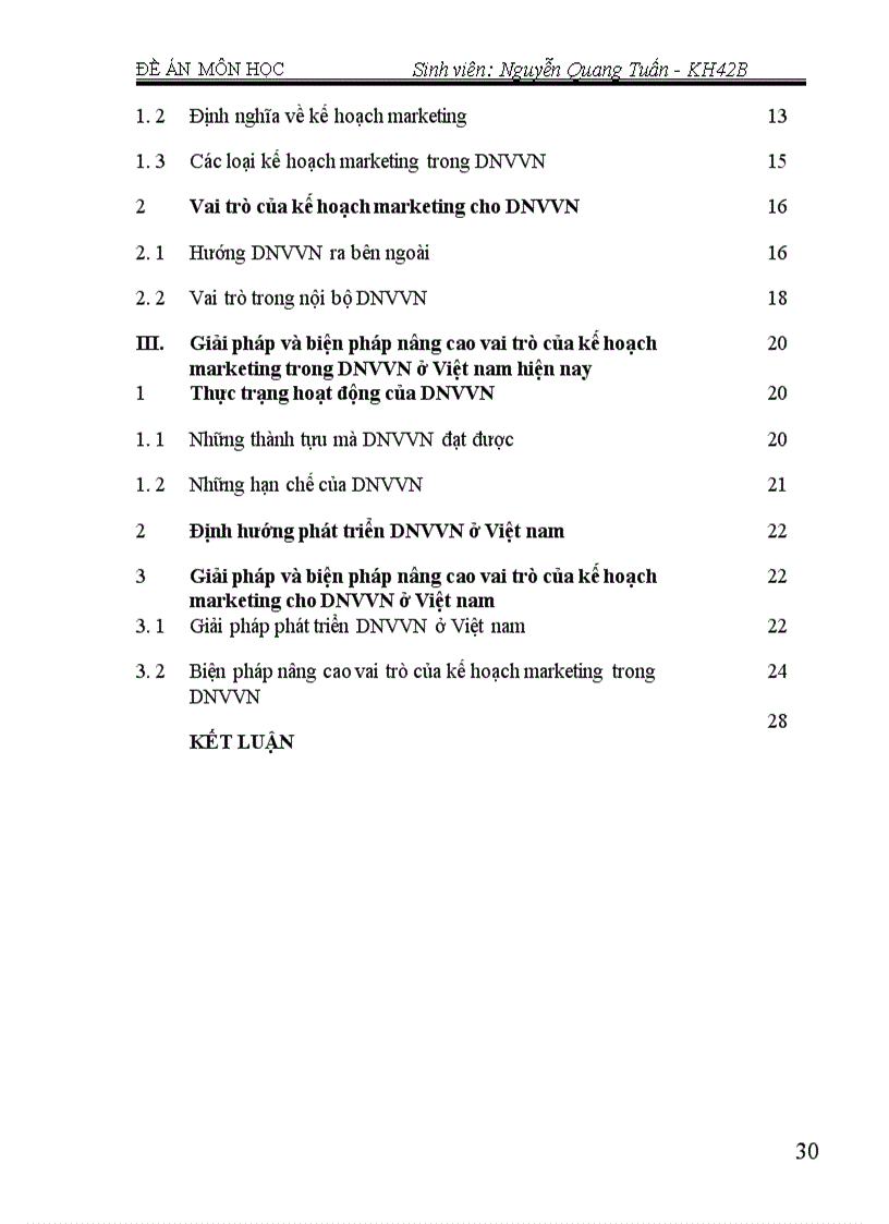 image for page Kế hoạch Marketing và vai trò của kế hoach Marketing trong DNVVN