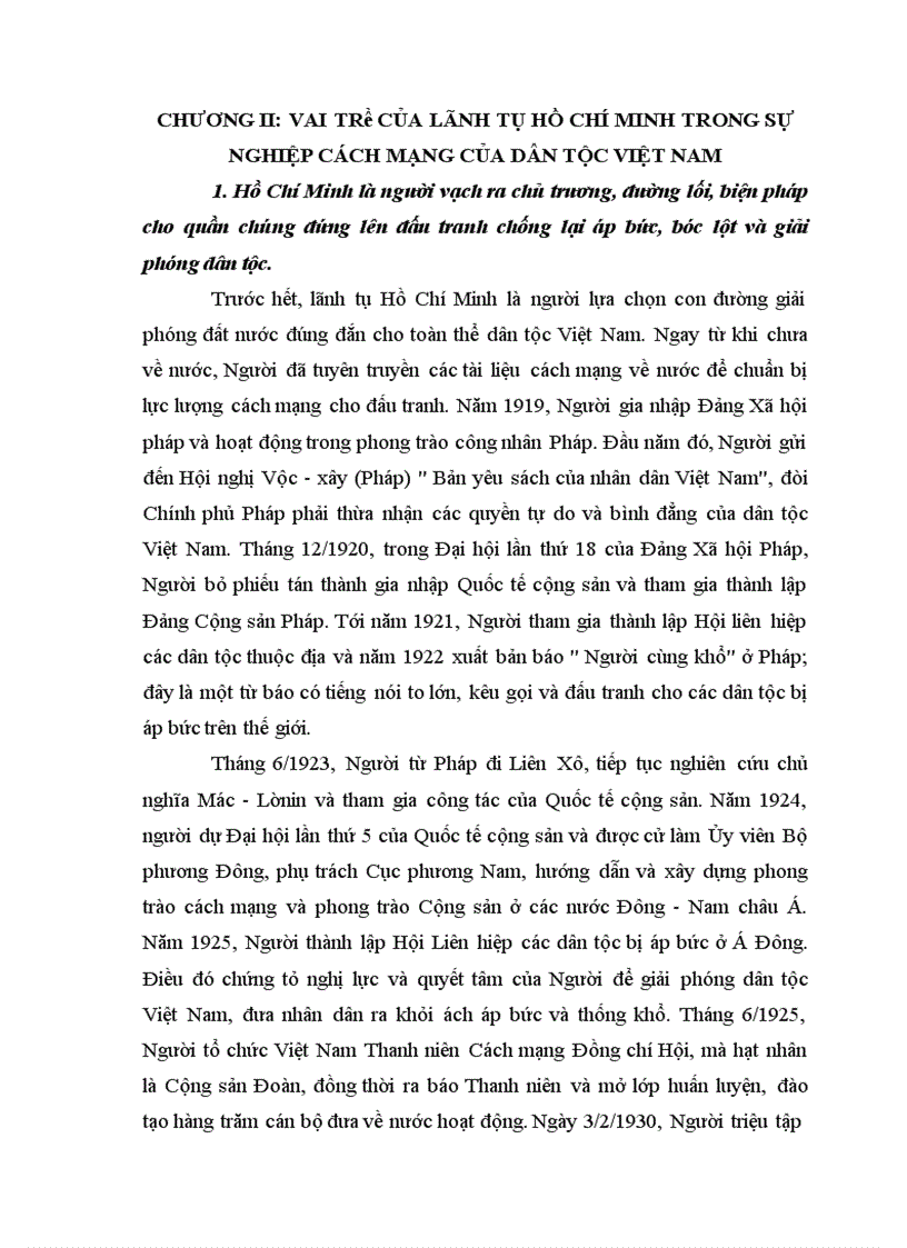 image for page Vai trò của lãnh tụ Hồ Chí Minh trong sự nghiệp cách mạng của dân tộc Việt Nam