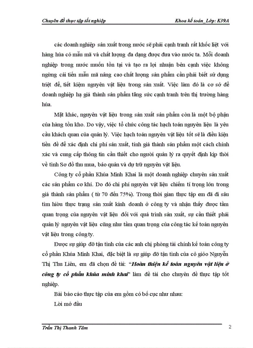 image for page Hoàn thiện kế toán nguyên vật liệu ở công ty cổ phần khóa minh khai