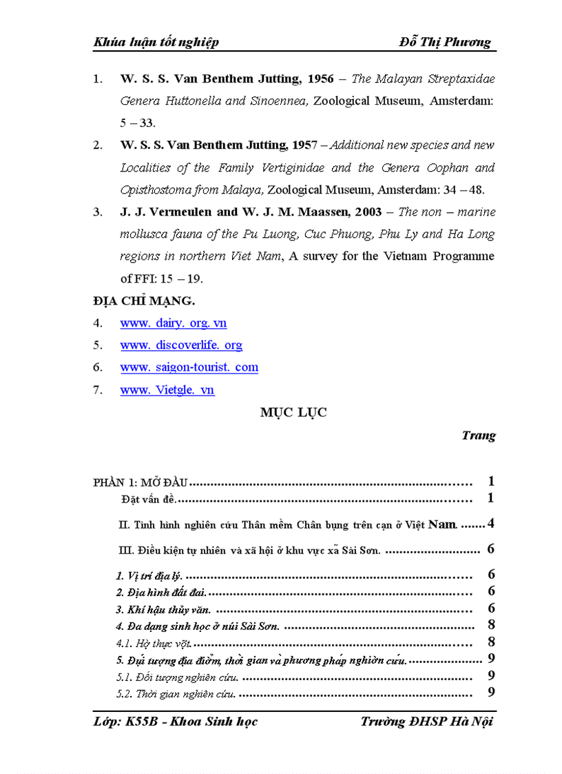 image for page Nghiên cứu thành phần loài và đặc điểm phân bố của Thần mềm Chân bụng (Gastropoda) trên cạn ở núi Sài Sơn, Quốc Oai, Hà Nội.