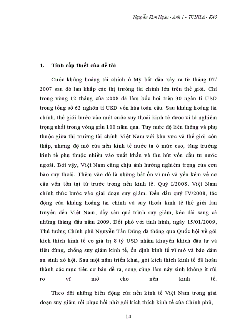 image for page Tác động của gói kích thích kinh tế đối với nền kinh tế Việt Nam trong thời kỳ suy giảm