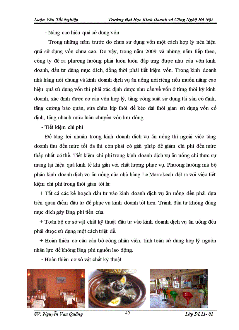 image for page Thực trạng và các giải pháp chủ yếu nhằm nâng cao hiệu quả kinh doanh dịch vụ ăn uống của nhà hàng Le Marrakech