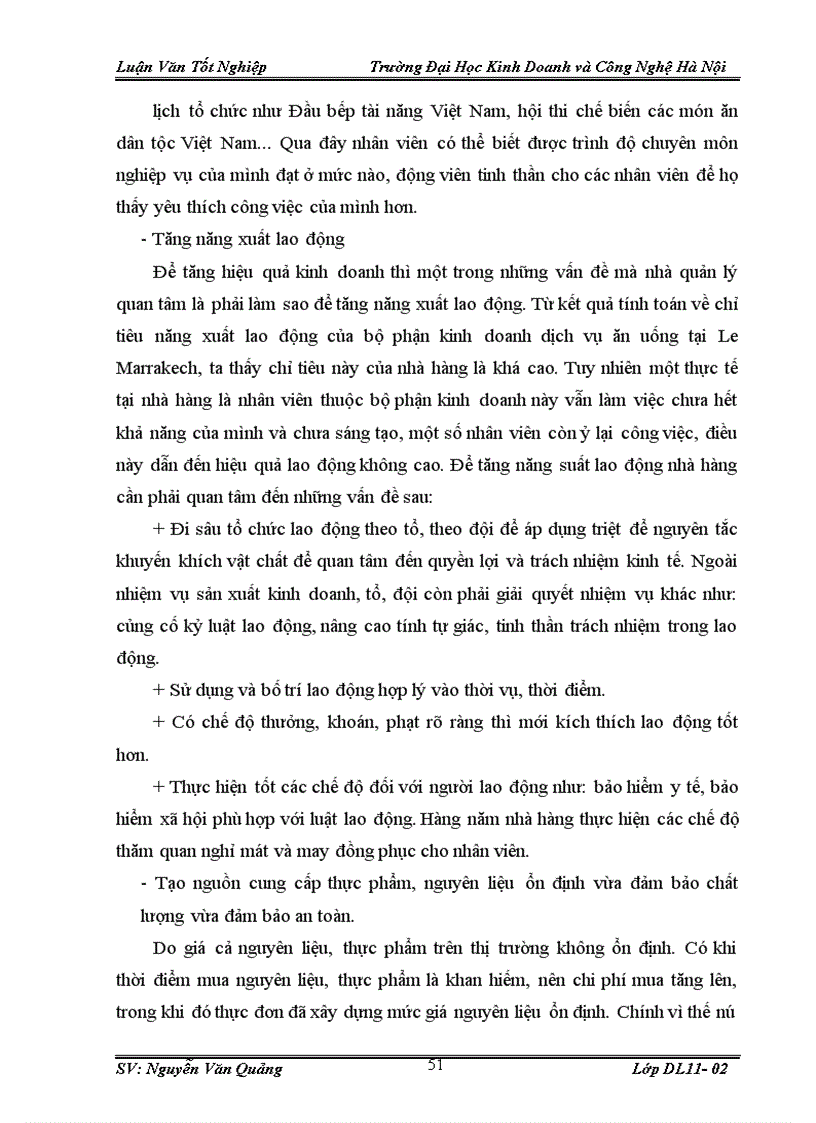 image for page Thực trạng và các giải pháp chủ yếu nhằm nâng cao hiệu quả kinh doanh dịch vụ ăn uống của nhà hàng Le Marrakech