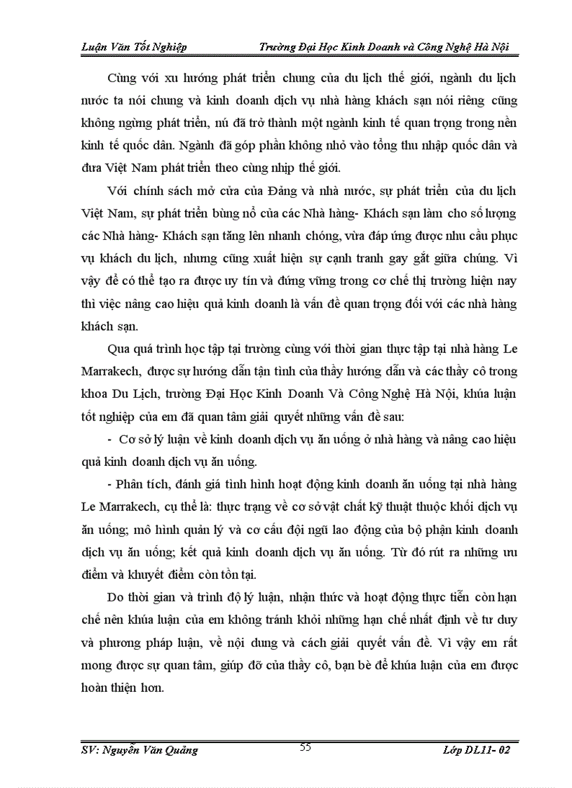 image for page Thực trạng và các giải pháp chủ yếu nhằm nâng cao hiệu quả kinh doanh dịch vụ ăn uống của nhà hàng Le Marrakech