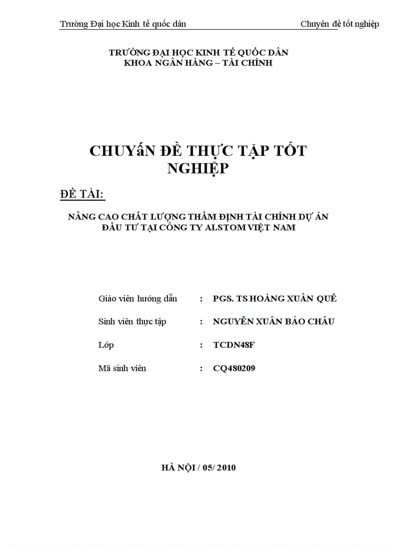 image for page Nâng cao chất lượng thẩm định tài chính dự án đầu tư tại Công ty Alstom