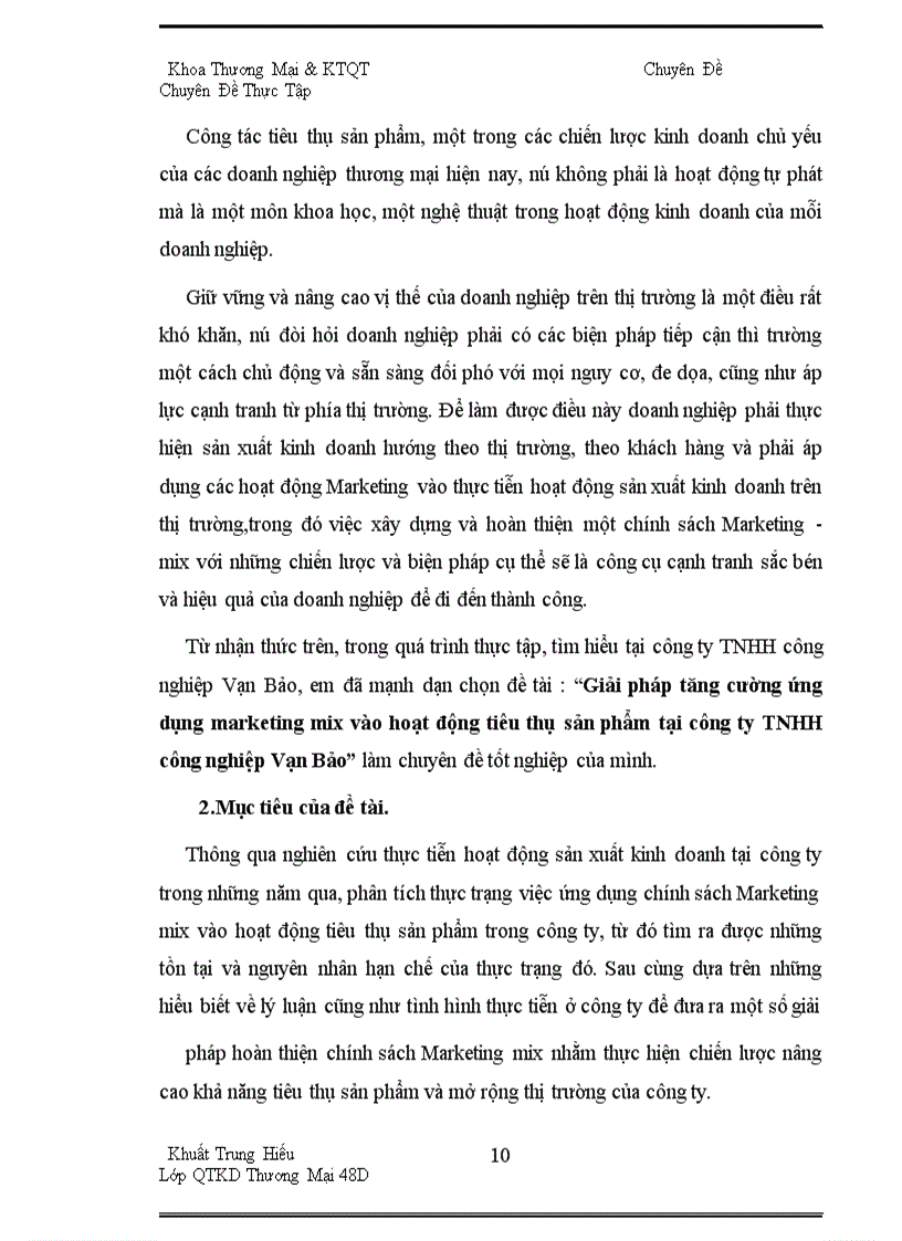 image for page Giải pháp tăng cường ứng dụng marketing mix vào hoạt động tiêu thụ sản phẩm tại công ty TNHH Công Nghiệp Vạn Bảo