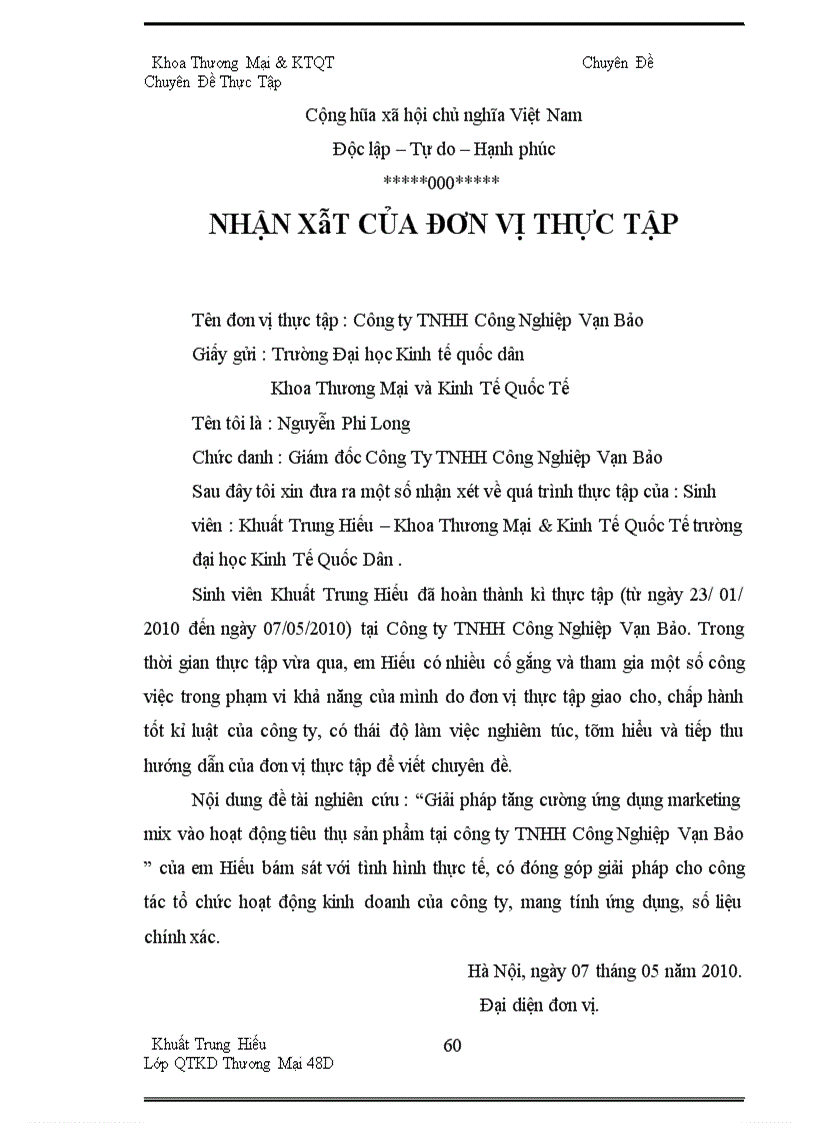 image for page Giải pháp tăng cường ứng dụng marketing mix vào hoạt động tiêu thụ sản phẩm tại công ty TNHH Công Nghiệp Vạn Bảo