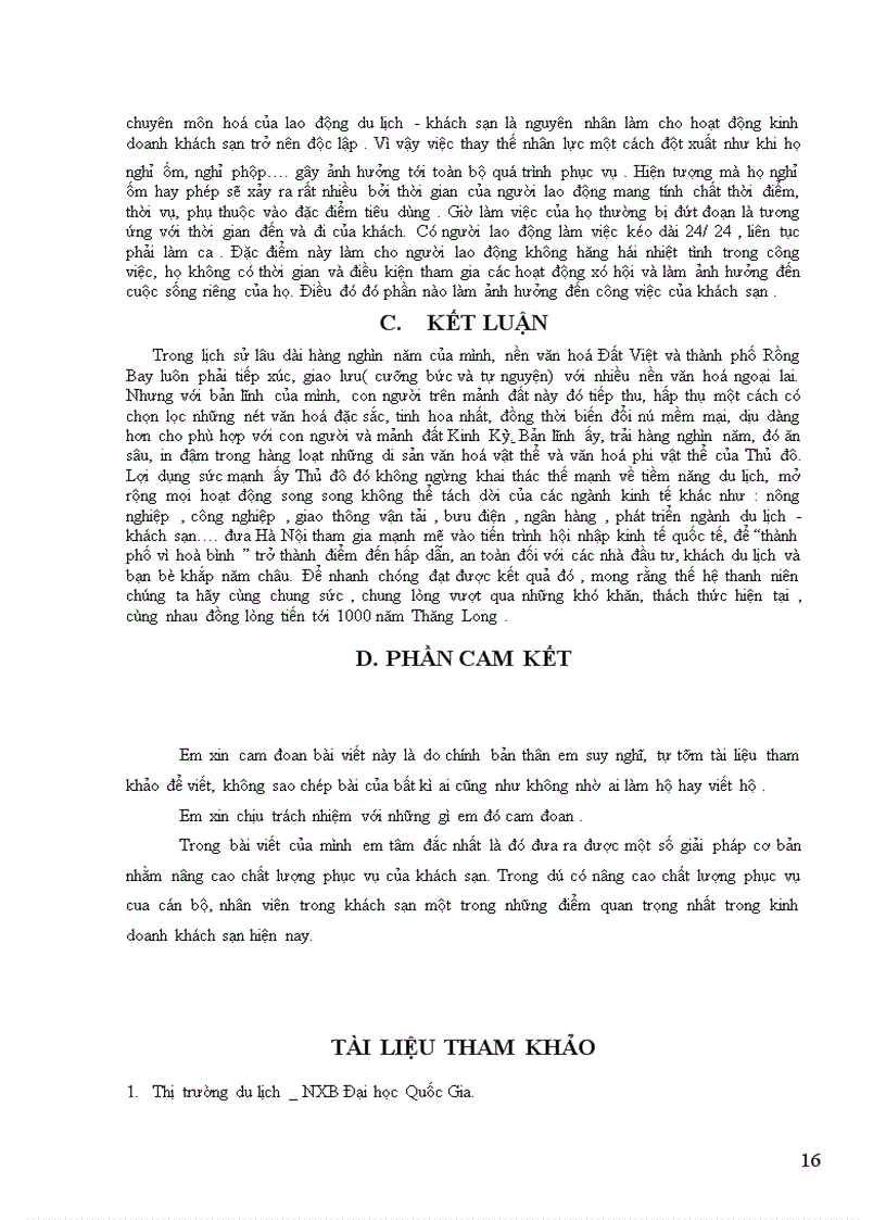 image for page Thực trạng khách sạn phục vụ Du Lịch ở Hà Nội