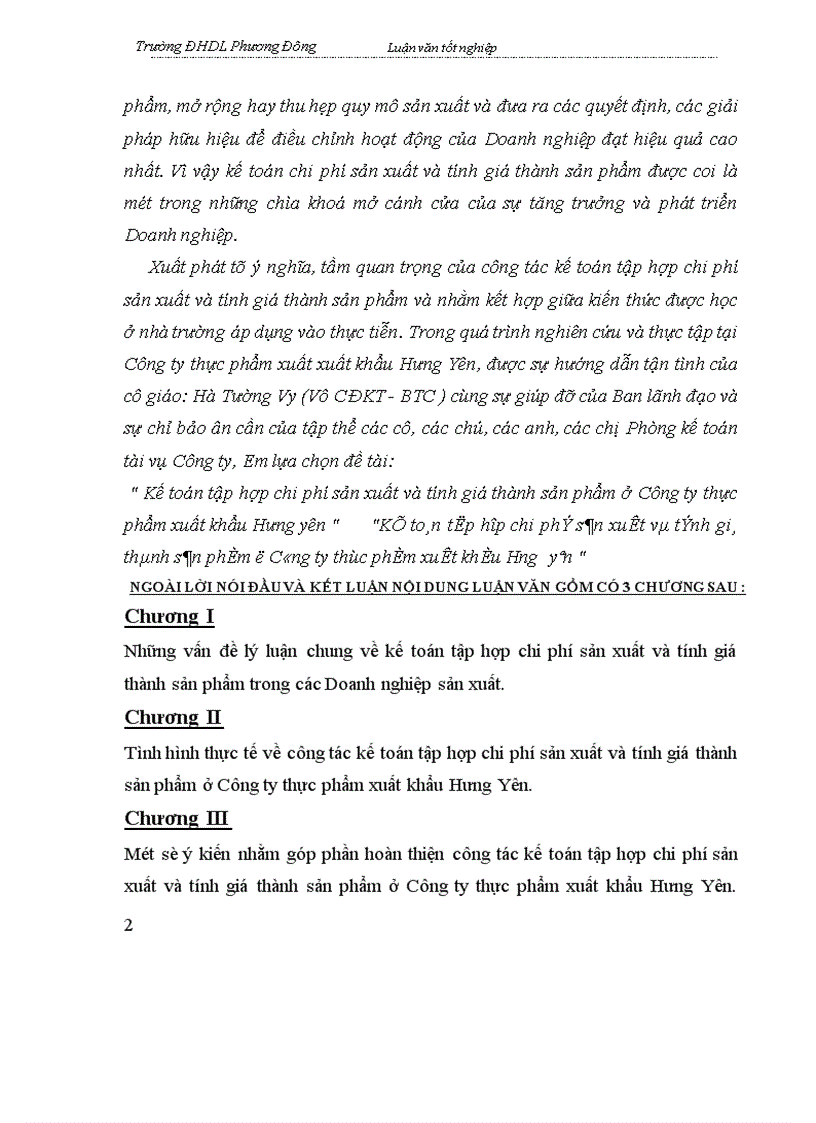 image for page Kế toán tập hợp chi phí sản xuất và tính giá thành sản phẩm ở Công ty thực phẩm xuất khẩu Hưng yên