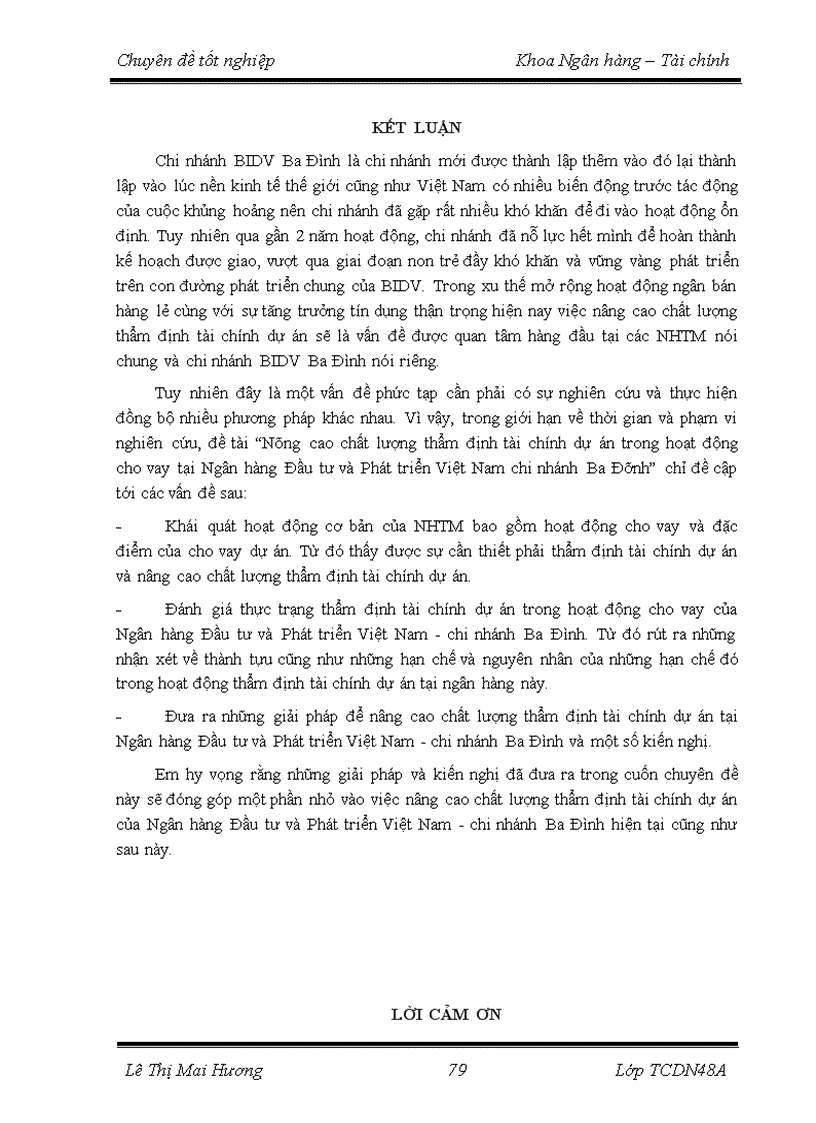 image for page Nâng cao chất lượng thẩm định tài chính dự án trong hoạt động cho vay tại Ngân hàng Đầu tư và Phát triển Việt Nam chi nhánh Ba Đình