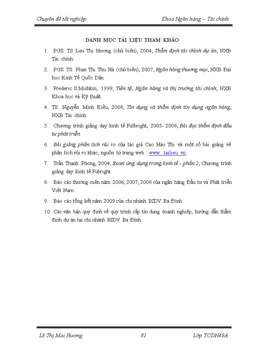 image for page Nâng cao chất lượng thẩm định tài chính dự án trong hoạt động cho vay tại Ngân hàng Đầu tư và Phát triển Việt Nam chi nhánh Ba Đình