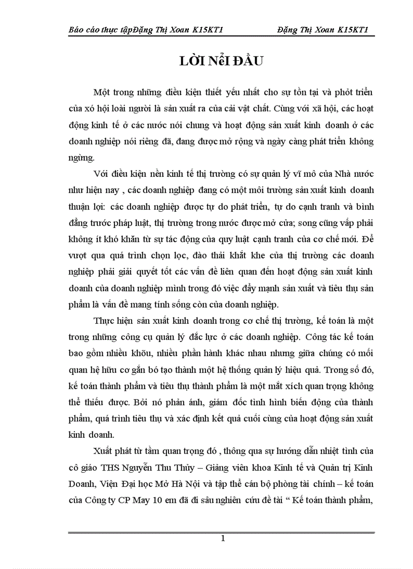 image for page Kế toán thành phẩm, tiêu thụ thành phẩm và xác định kết quả tiêu thụ tại Công ty CP May 10