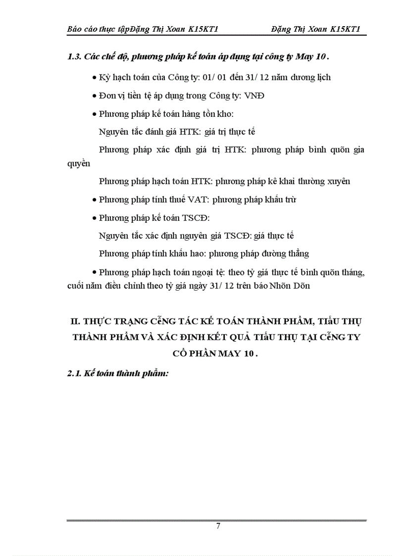 image for page Kế toán thành phẩm, tiêu thụ thành phẩm và xác định kết quả tiêu thụ tại Công ty CP May 10