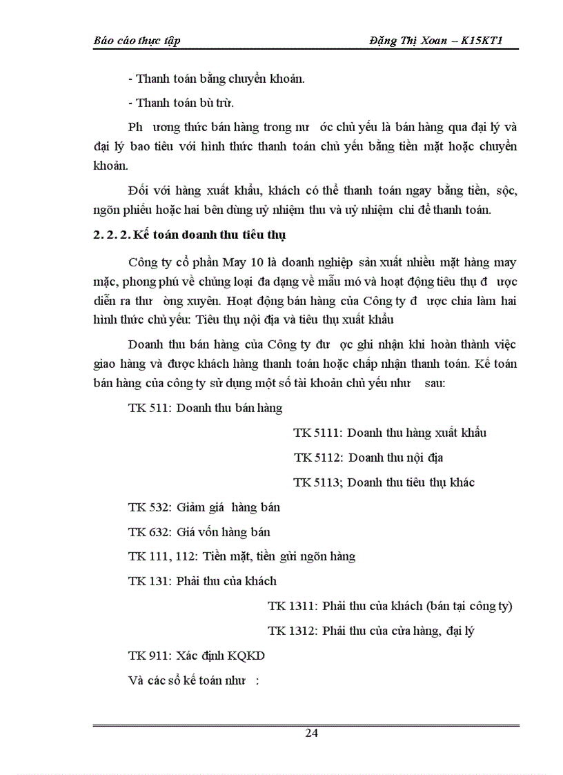 image for page Kế toán thành phẩm, tiêu thụ thành phẩm và xác định kết quả tiêu thụ tại Công ty CP May 10