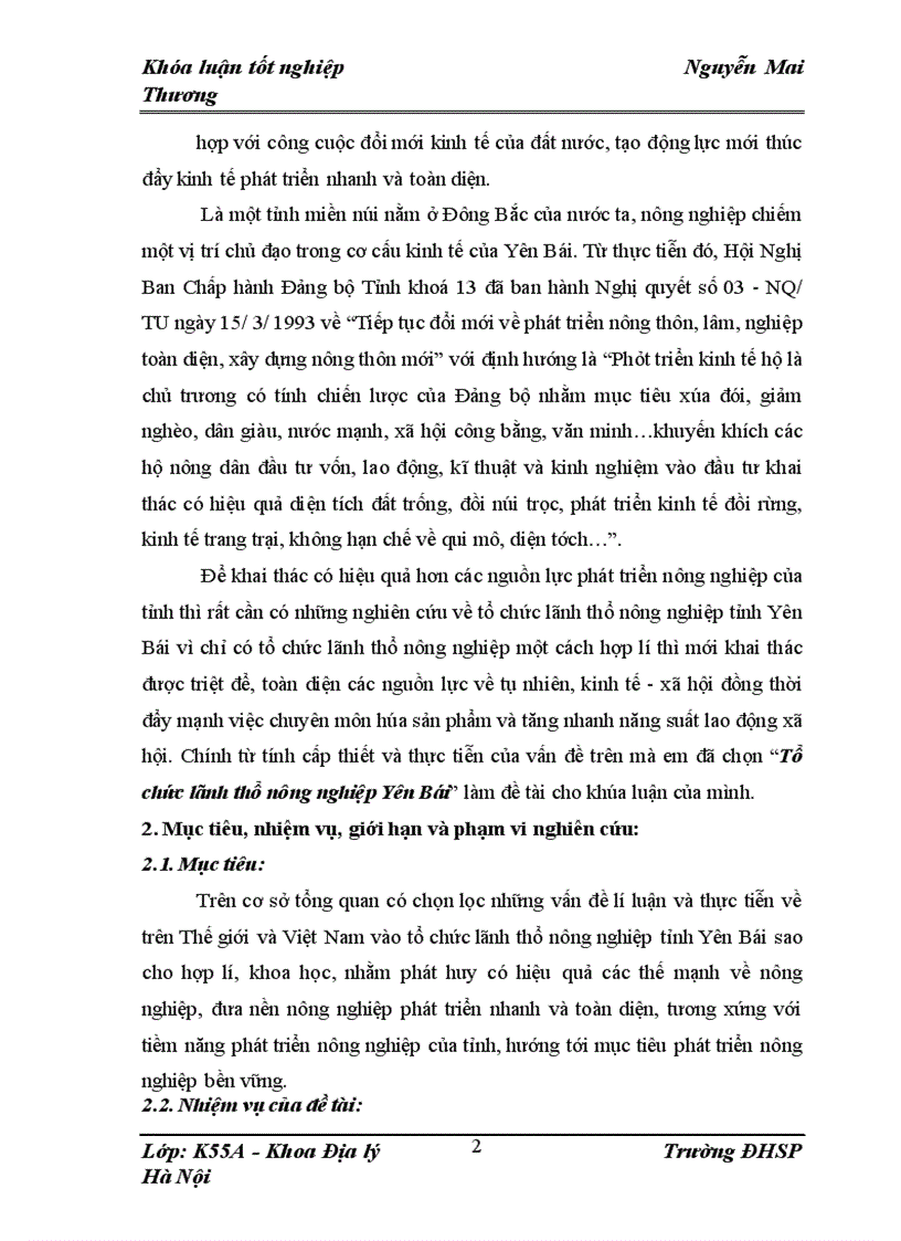 image for page Định hướng tổ chức lãnh thổ nông nghiệp tỉnh Yên Bái