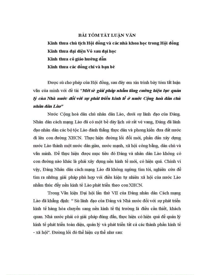 image for page Một số giải pháp nhằm tăng cường hiệu lực quản lý của Nhà nước đối với sự phát triển kinh tế ở nước Cộng hoà dân chủ nhân dân Lào