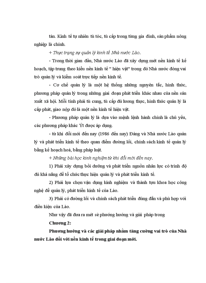 Một số giải pháp nhằm tăng cường hiệu lực quản lý của Nhà nước đối với sự phát triển kinh tế ở nước Cộng hoà dân chủ nhân dân Lào