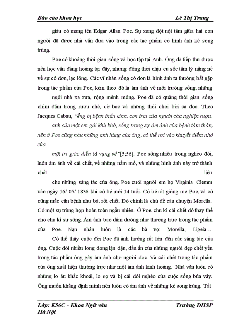 image for page Kiểu nhân vật rối loạn tâm thần trong truyện ngắn của E. A. Poe, qua đó thấy được những đóng góp của Poe trong văn học thế giới. khoa học Lê Thị Trang