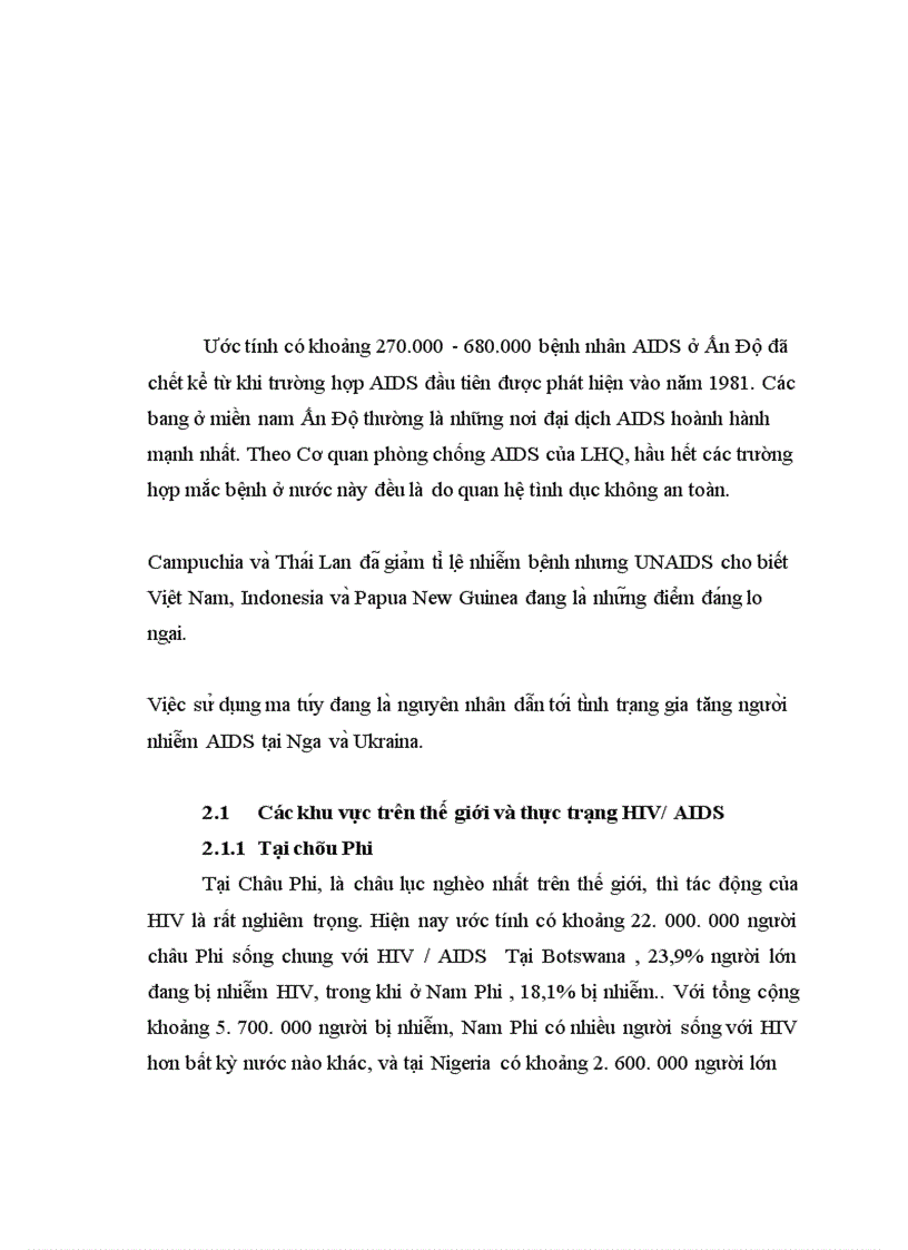 image for page Thực trạng hiv/aids trên thế giới