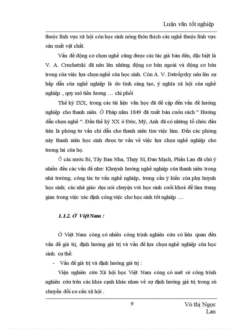 image for page Định hướng giá trị nghề nghiệp trong dự định chọn nghề của học sinh THPT Yên Viên