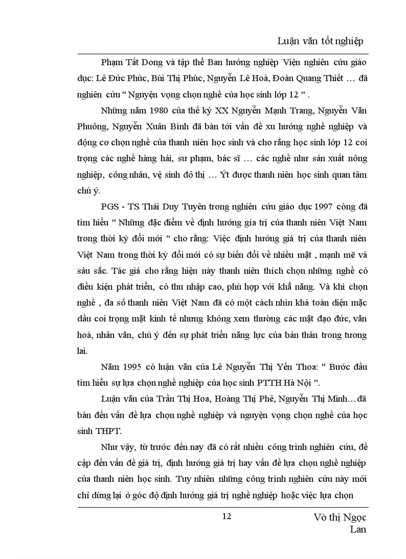 image for page Định hướng giá trị nghề nghiệp trong dự định chọn nghề của học sinh THPT Yên Viên