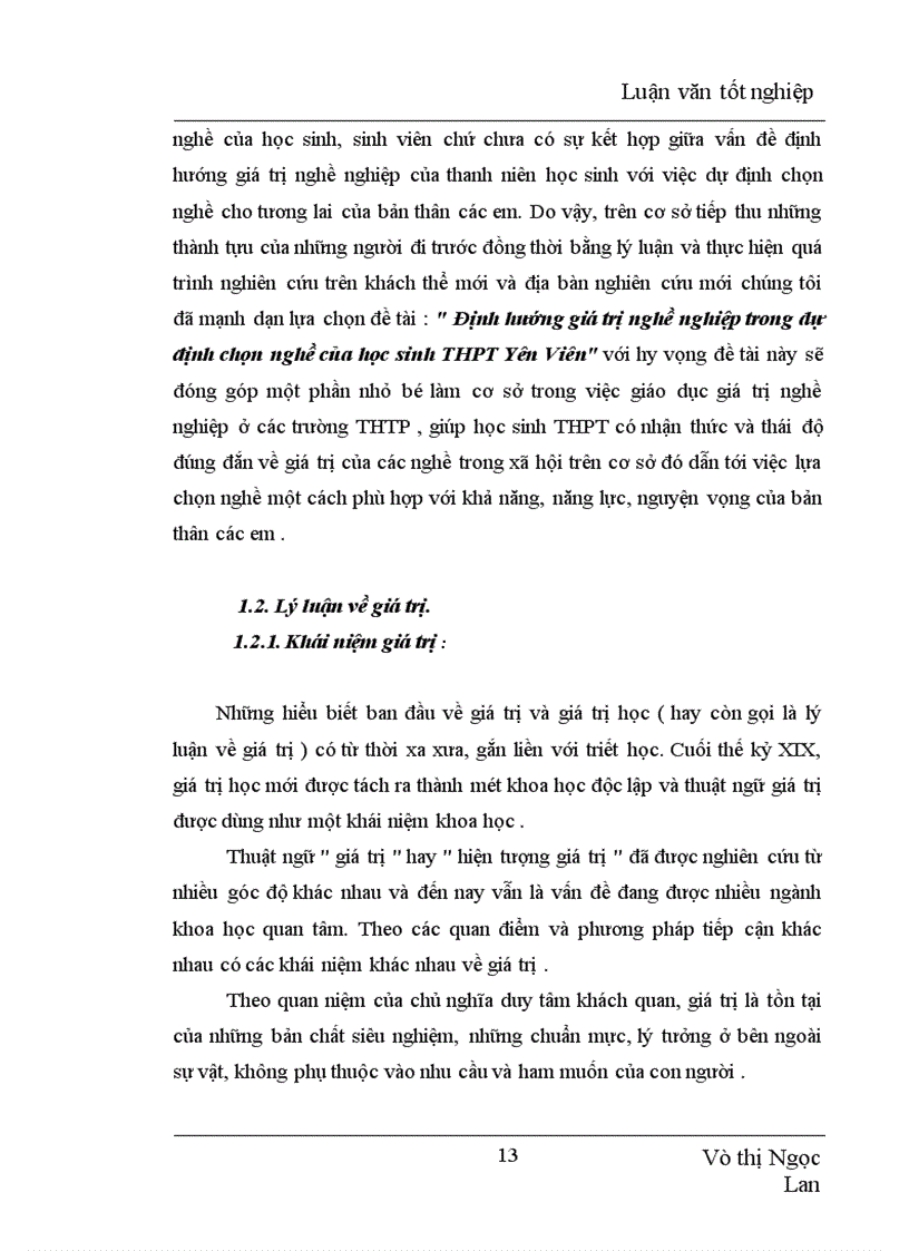 image for page Định hướng giá trị nghề nghiệp trong dự định chọn nghề của học sinh THPT Yên Viên
