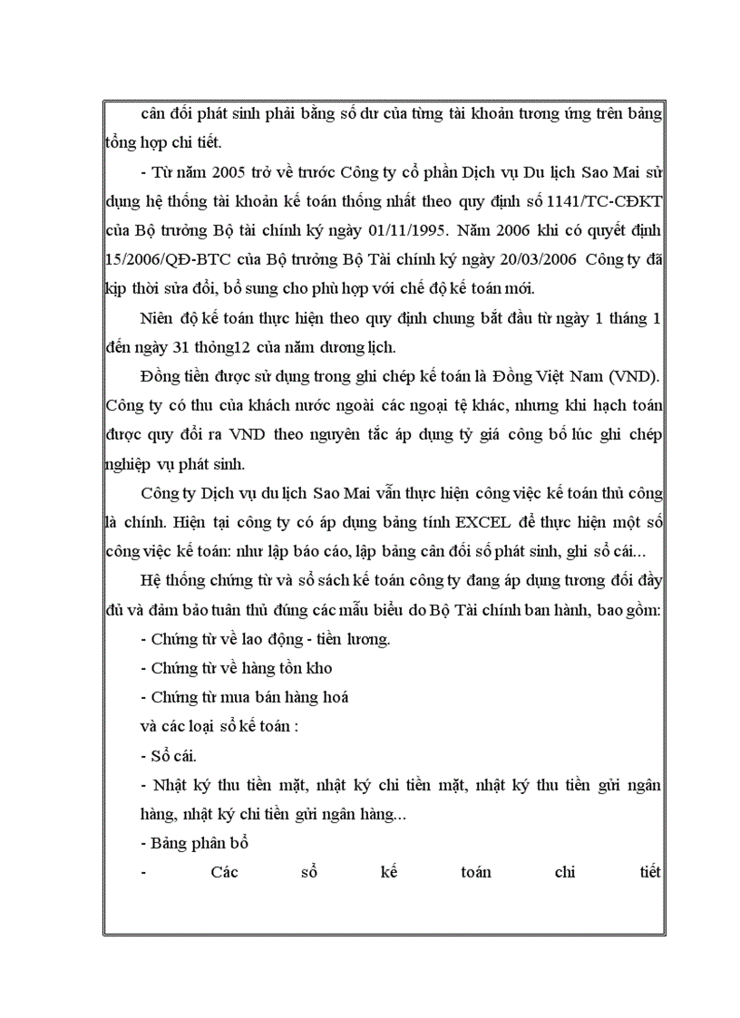 image for page Nhận xét, đánh giá về tình hình tổ chức bộ máy quản lý và tổ chức công tác kế toán tại công ty Dịch vụ Du lịch Sao Mai