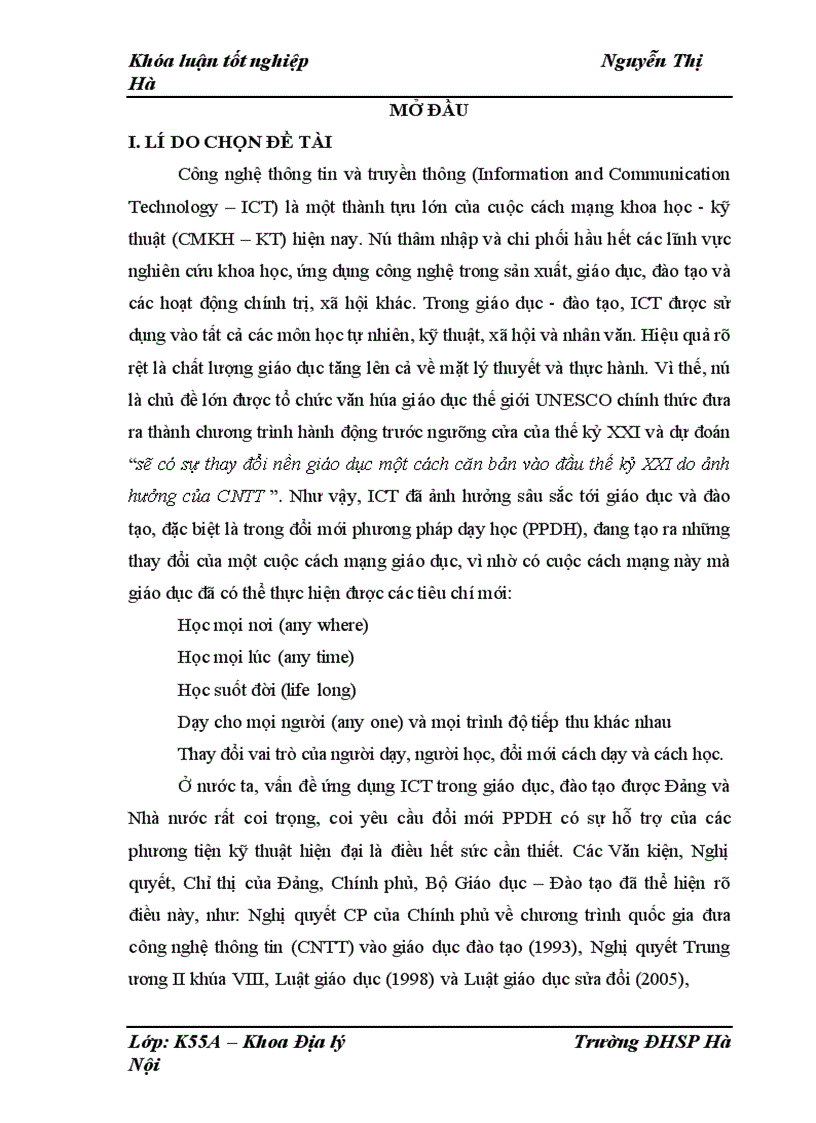 image for page Ứng dụng công nghệ thông tin trong dạy học Địa lí địa phương tỉnh Hải Dương