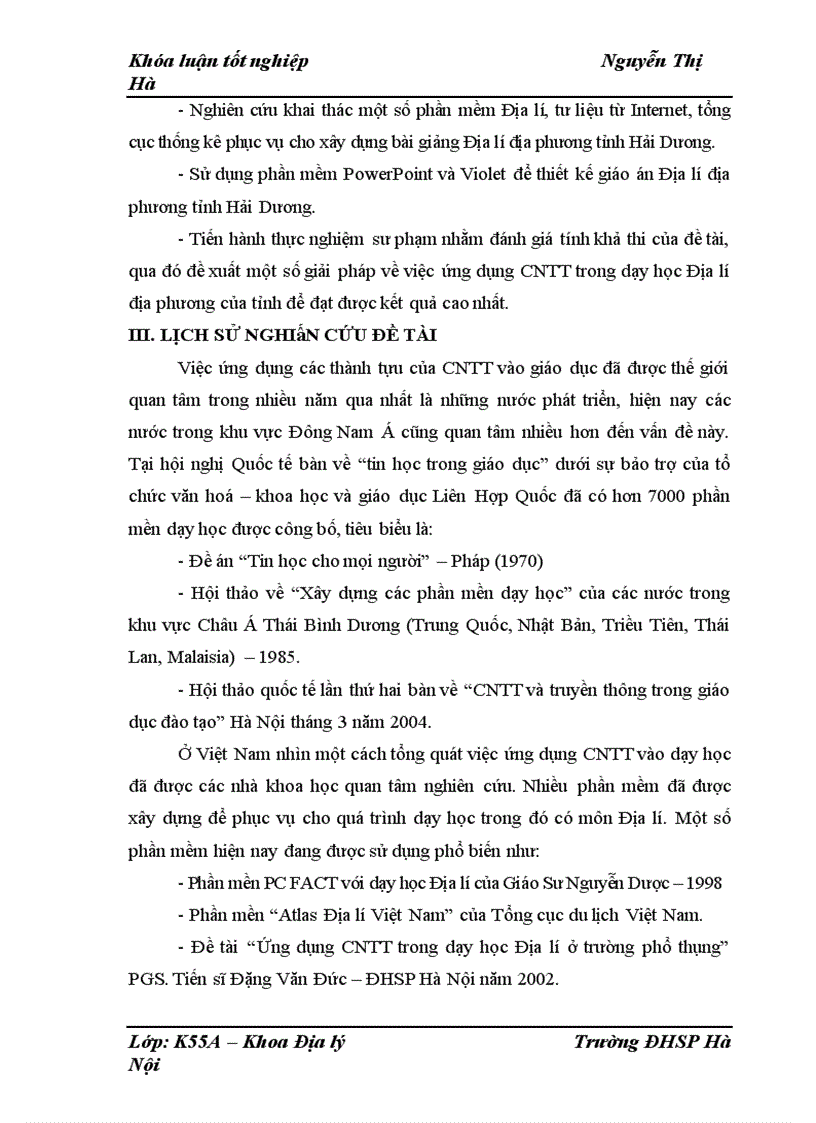 image for page Ứng dụng công nghệ thông tin trong dạy học Địa lí địa phương tỉnh Hải Dương