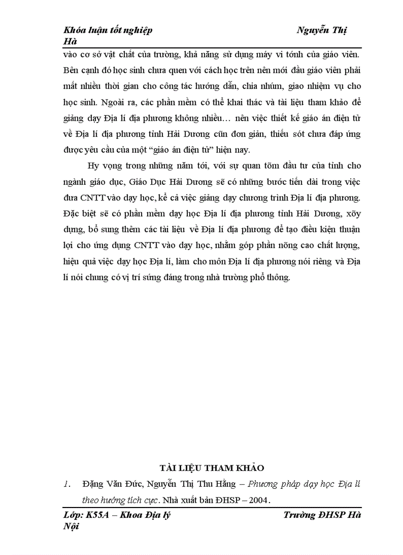 image for page Ứng dụng công nghệ thông tin trong dạy học Địa lí địa phương tỉnh Hải Dương