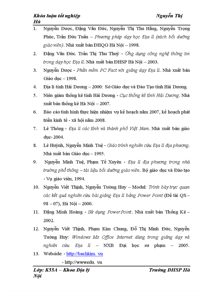 image for page Ứng dụng công nghệ thông tin trong dạy học Địa lí địa phương tỉnh Hải Dương