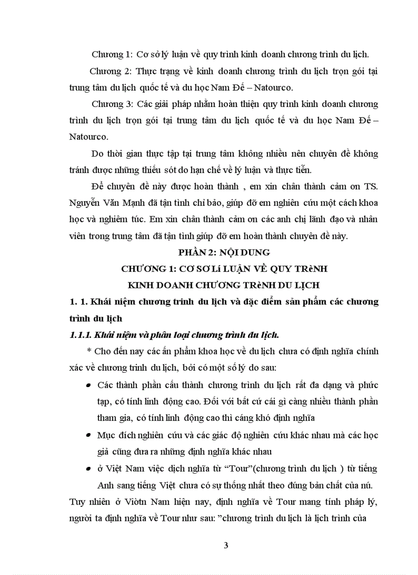 Thực trạng về kinh doanh chương trình du lịch trọn gói tại trung tâm du lịch quốc tế và du học Nam Đế – Natourco.