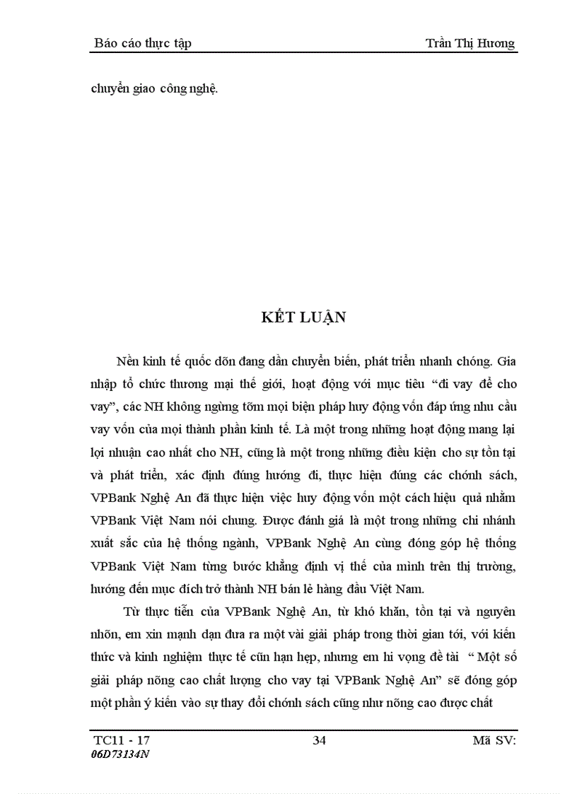 image for page Một số giải pháp nhằm nâng cao hiệu quả cho vay tại NH VPBank Nghệ An