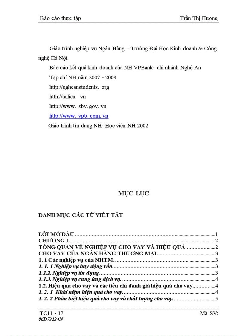 image for page Một số giải pháp nhằm nâng cao hiệu quả cho vay tại NH VPBank Nghệ An