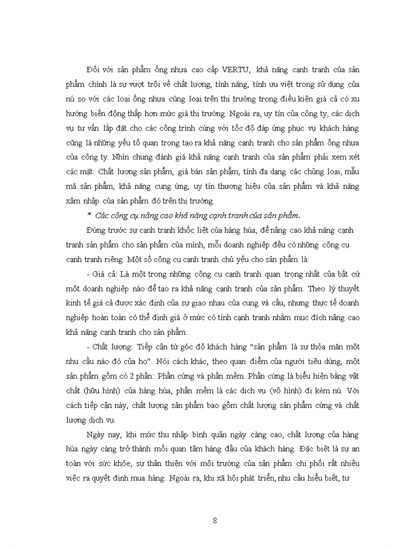 image for page Giải pháp nâng cao khả năng cạnh tranh của sản phẩm ống nhựa cao cấp VERTU của công ty cổ phần đầu tư xuất nhập khẩu Thuận Phát trên thị trường trong nước