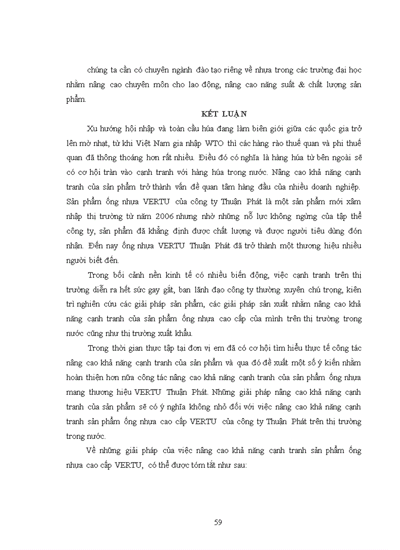 image for page Giải pháp nâng cao khả năng cạnh tranh của sản phẩm ống nhựa cao cấp VERTU của công ty cổ phần đầu tư xuất nhập khẩu Thuận Phát trên thị trường trong nước