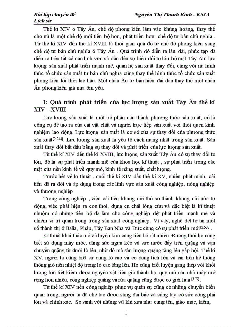 image for page Quá trình phát triển của lực lượng sản xuất Tây Âu thế kỉ XIV –XVIII