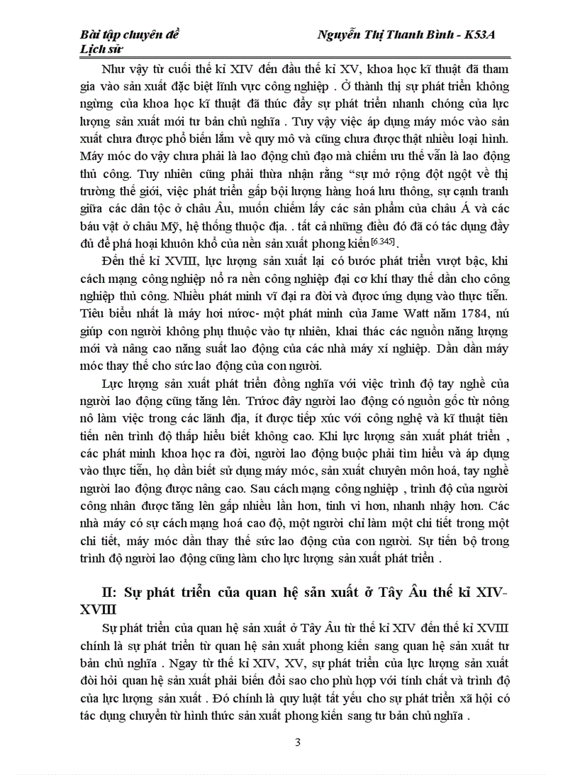 image for page Quá trình phát triển của lực lượng sản xuất Tây Âu thế kỉ XIV –XVIII