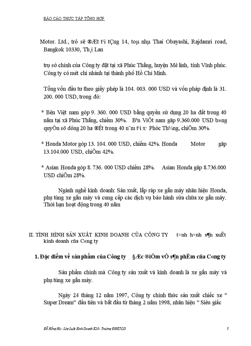 image for page Sự hình thành, phát triển, những đặc điểm, những khó khăn và thuận lợi của tình hình sản xuất kinh doanh của công ty liên doanh Honda Việt Nam