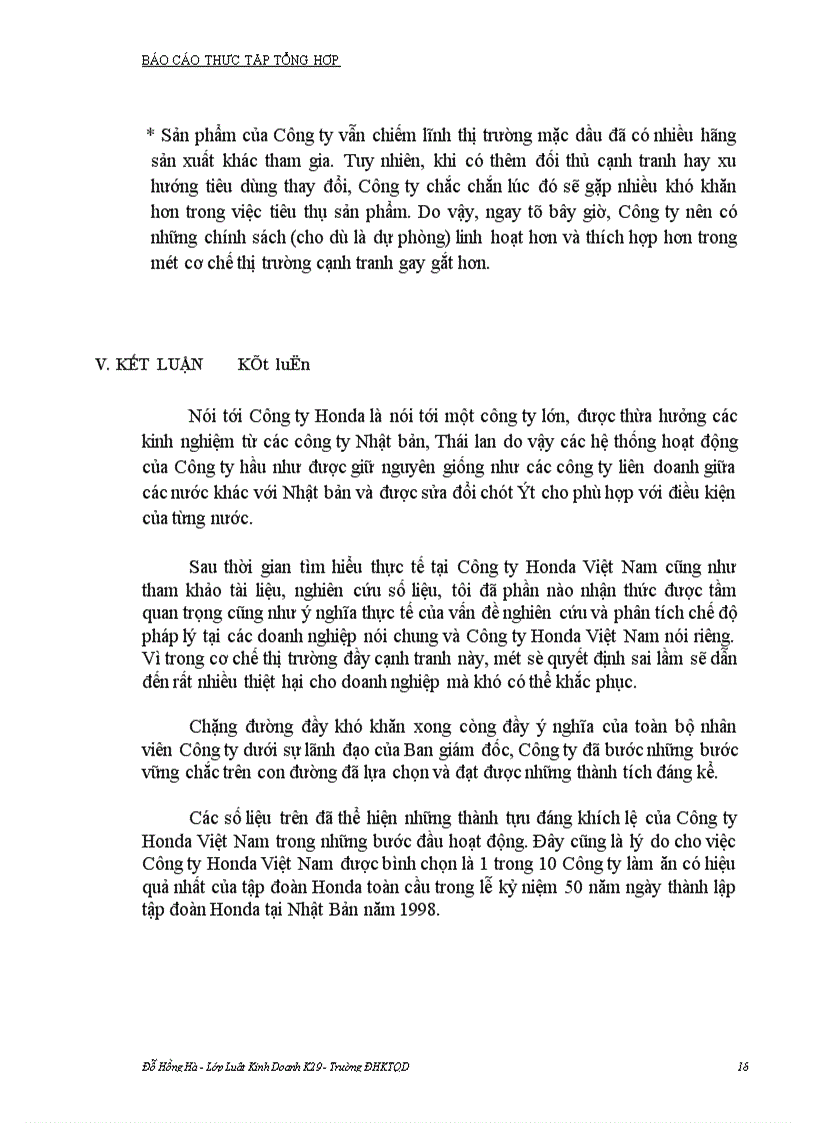 image for page Sự hình thành, phát triển, những đặc điểm, những khó khăn và thuận lợi của tình hình sản xuất kinh doanh của công ty liên doanh Honda Việt Nam