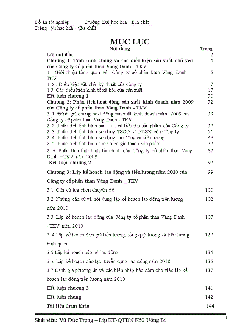 image for page Lập kế hoạch lao động tiền lương năm 2010 - Công ty cổ phần than Vàng Danh- TKV
