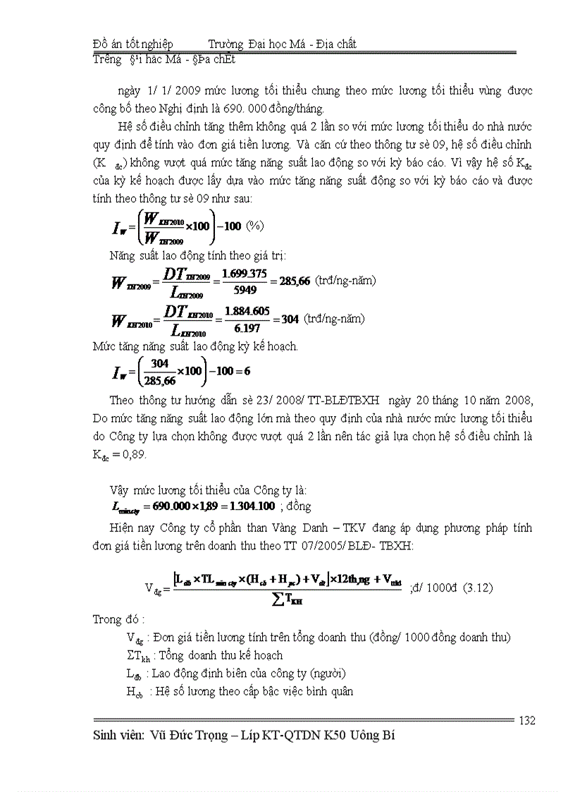 image for page Lập kế hoạch lao động tiền lương năm 2010 - Công ty cổ phần than Vàng Danh- TKV