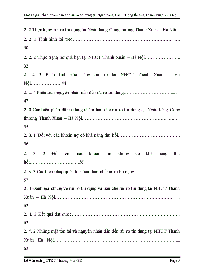 image for page Một số giải pháp nhằm hạn chế rủi ro tín dụng tại Ngân hàng TMCP Công thương Thanh Xuân – Hà Nội