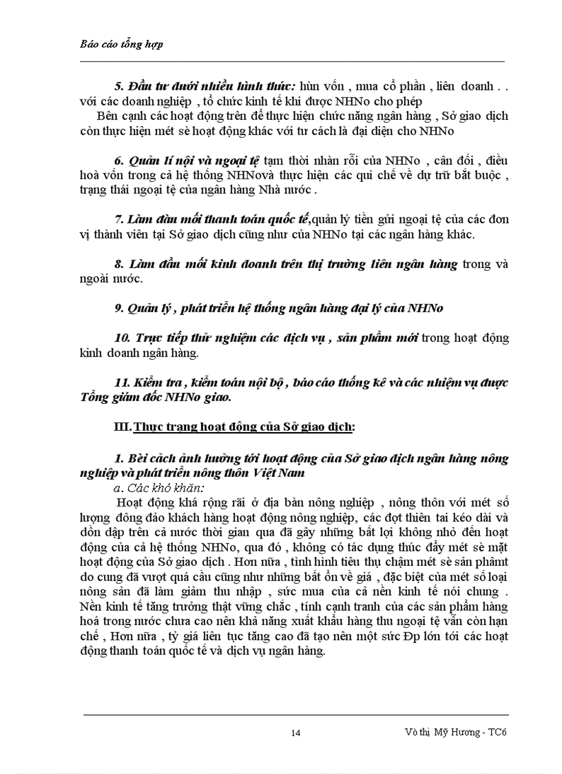 image for page Thực trạng hoạt động của Sở giao dịch NHNH&PTNTVN