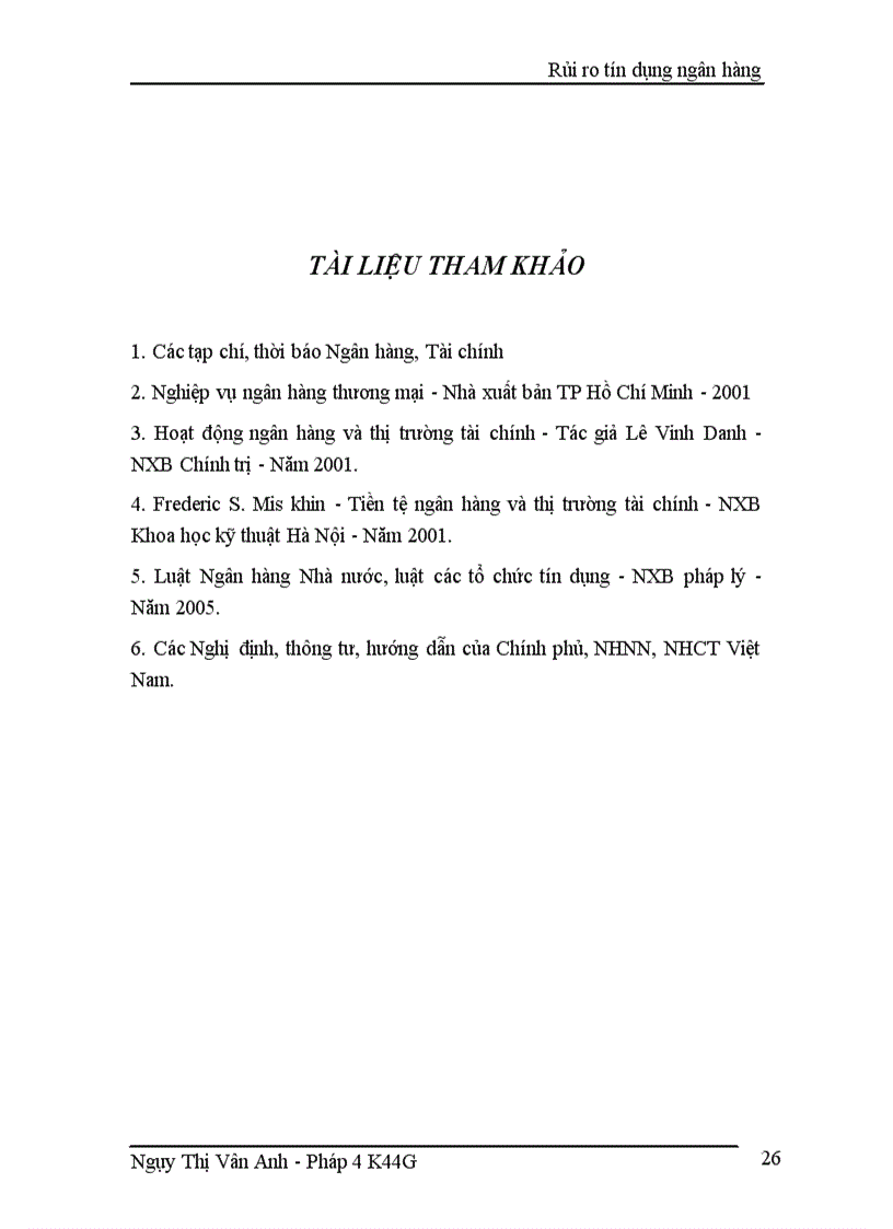 image for page Rủi ro tín dụng Ngân hàng