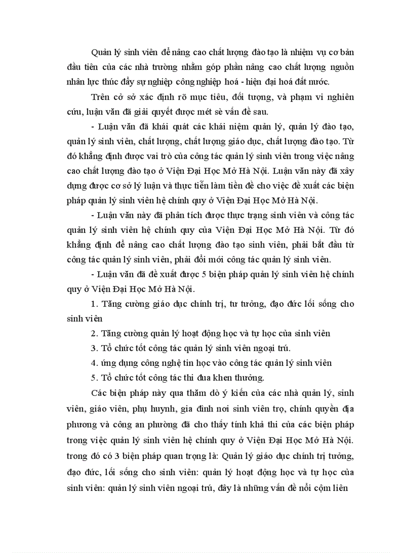 image for page Một số biện pháp quản lý sinh viên hệ chính quy nhằm góp phần nâng cao chất lượng đào tạo ở Viện Đại Học Mở Hà Nội