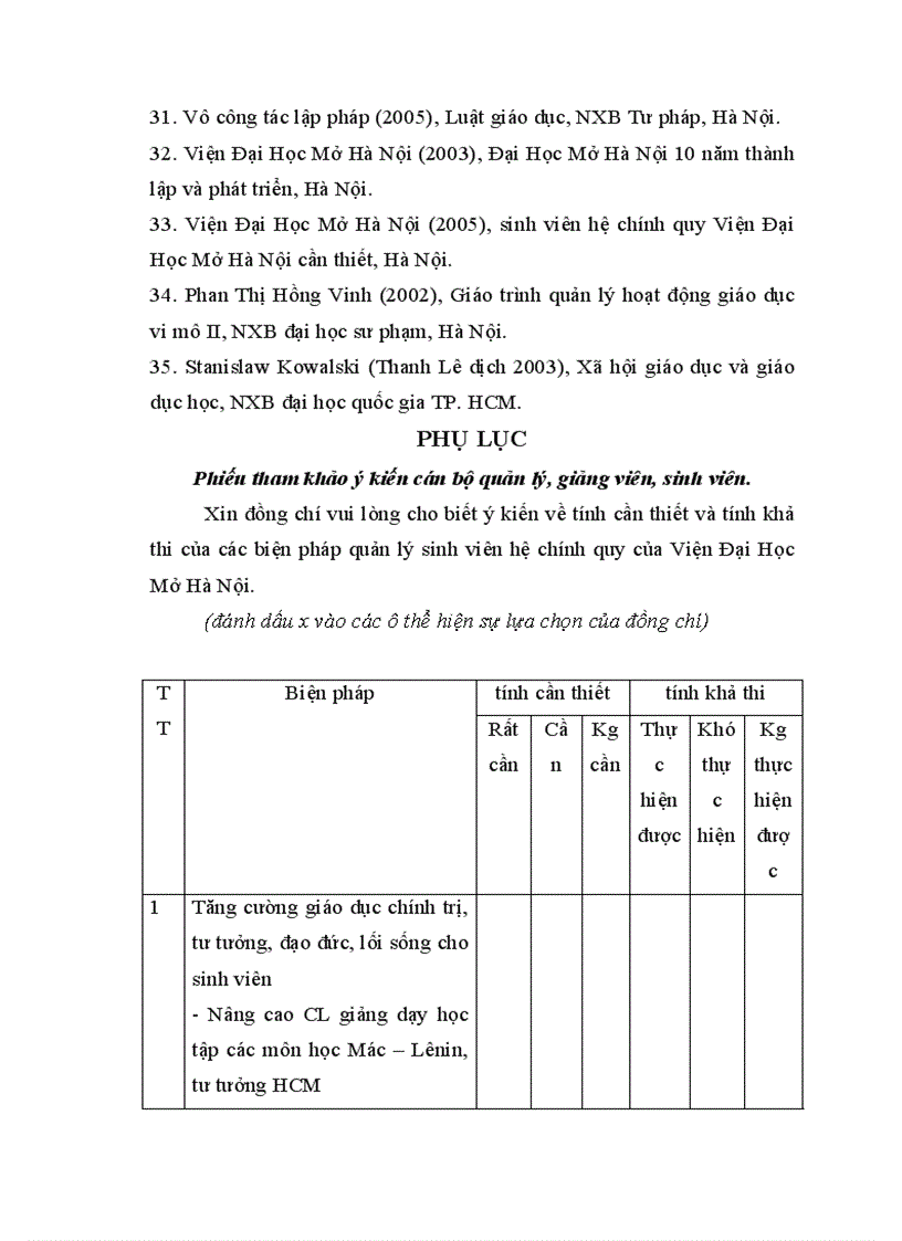 image for page Một số biện pháp quản lý sinh viên hệ chính quy nhằm góp phần nâng cao chất lượng đào tạo ở Viện Đại Học Mở Hà Nội
