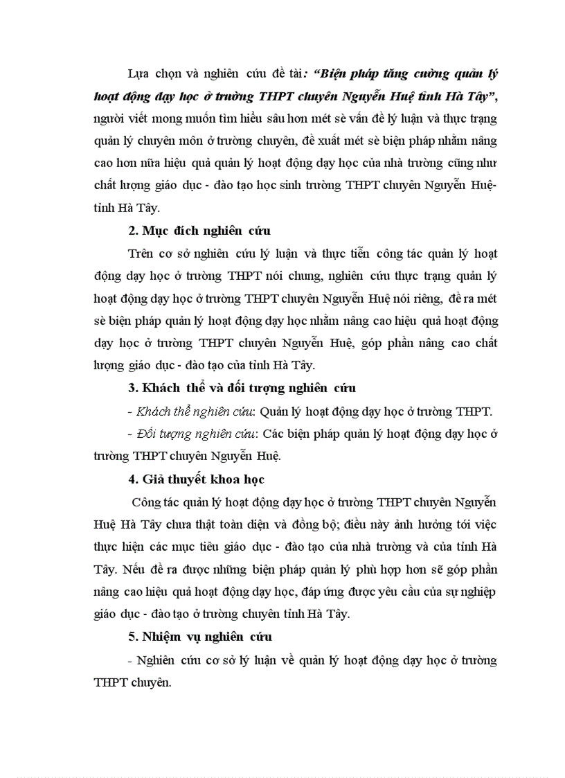 image for page Biện pháp tăng cường quản lý hoạt động dạy học ở trường THPT chuyên Nguyễn Huệ tỉnh Hà Tây
