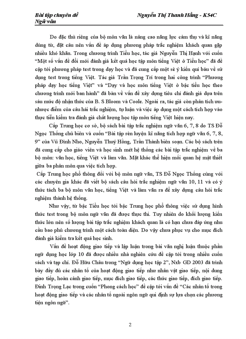 image for page Xây dựng bài tập trắc nghiệm ngữ dụng chương trình ngữ văn 10